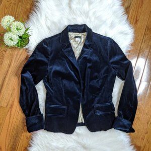 J Crew Womens Navy Blue Velvet Ecole Blazer Sz 4